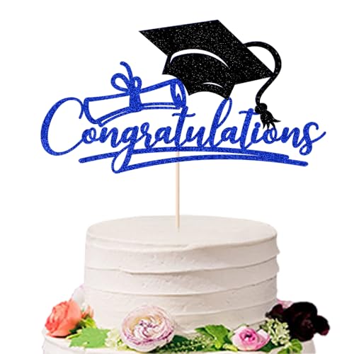 2026 Graduation Cake Topper - Navy Blue & Black Congrats Grad Party Decor
