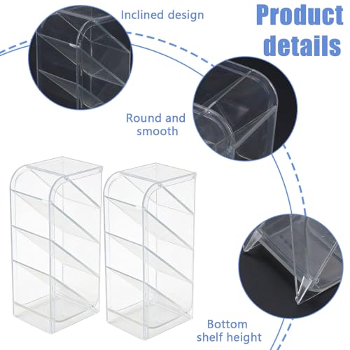 4-Tier Acrylic Rollerball Perfume Organizer - 2 Pack Slanted Display Stand