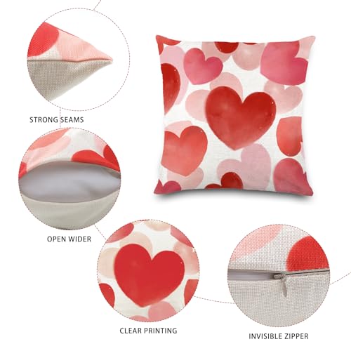 DIYDEC 4PCS Valentines Day Throw Pillow Covers, 18x18 Inch Red Heart Decor 1