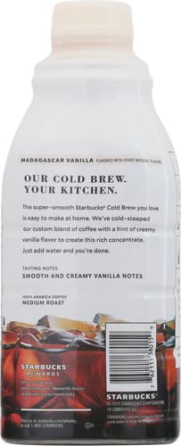 Starbucks Cold Brew Coffee Concentrate, Madagascar Vanilla, 32 fl oz (Pack of 4)