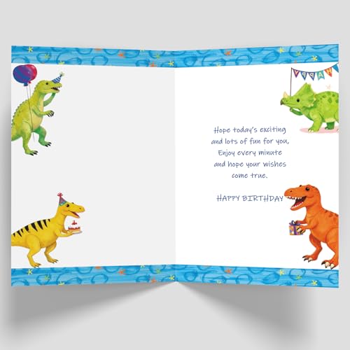 Dinosaur 5th Birthday Card for Boy - Cute Greeting Card (MS432)