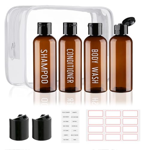 Wowang Travel Bottles for Toiletries 4 Pack 3.4oz TSA Approved Leak Proof Brown