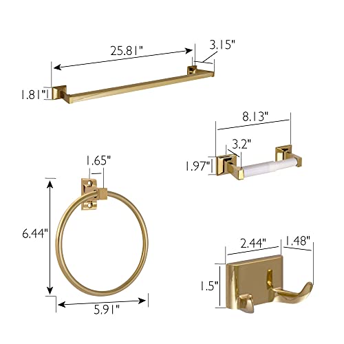 Design House Millbridge 4-Piece Bathroom Accessory Set - Polished Brass