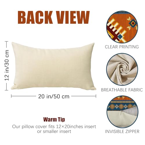 Southwest Native American Lumbar Pillow Cover, Blue Brown Geometric 12x20