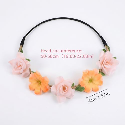 Neyauo 6 Pcs Floral Crown Headband Boho Hair Wreath for Women and Girls