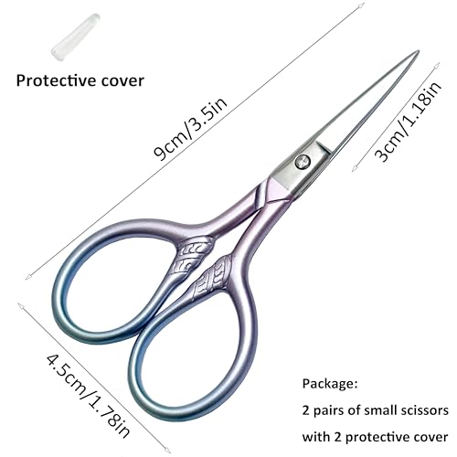 GEMGIMY Precision Beauty Scissors 2-Piece Set for Facial Hair Eyebrow Trimming and DIY Crafts
