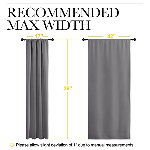 NICETOWN Grey Blackout Curtains 42" W x 36" L - 2 Panels