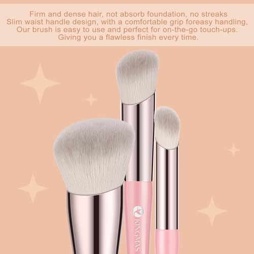 KINGMAS 3-Piece Angled Foundation & Concealer Makeup Brush Set