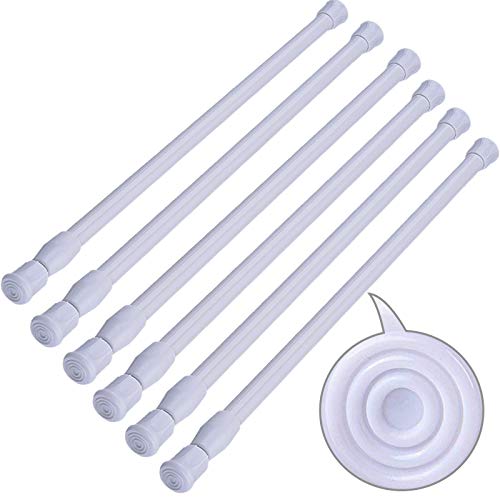 SIQUK 6-Pack Adjustable Tension Rods, 12-20 Inches, White