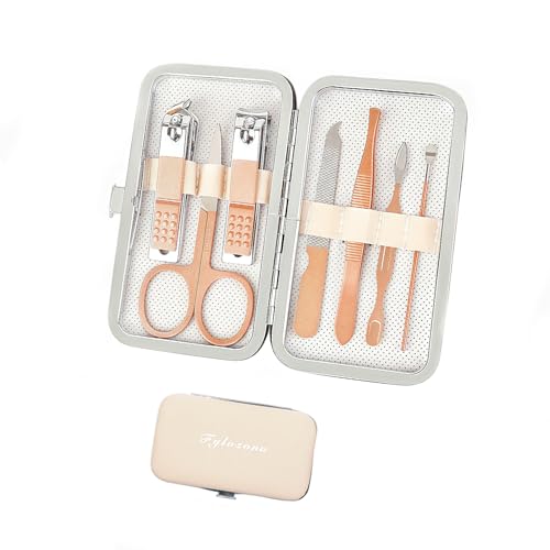 Fylozonu 7-Piece Portable Manicure and Pedicure Grooming Kit Stainless Steel