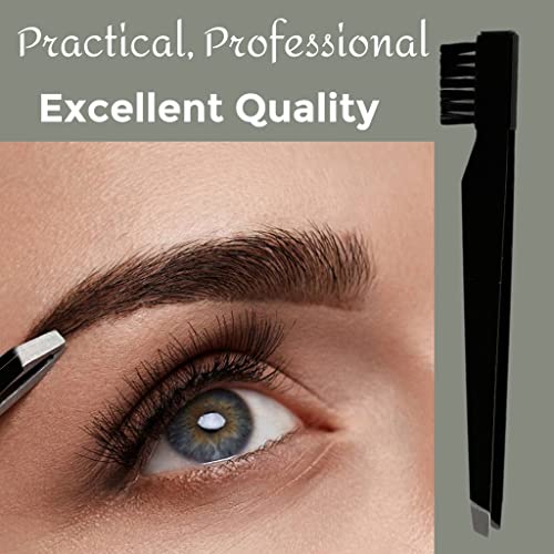 ALAZCO 2-in-1 Eyebrow Tweezer and Brush Combo Grooming Tool