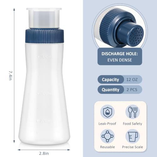 Havawish 2-Pack Cake Moistening Bottles - 12oz Graduated Syringe Dispenser with Sealing Lid
