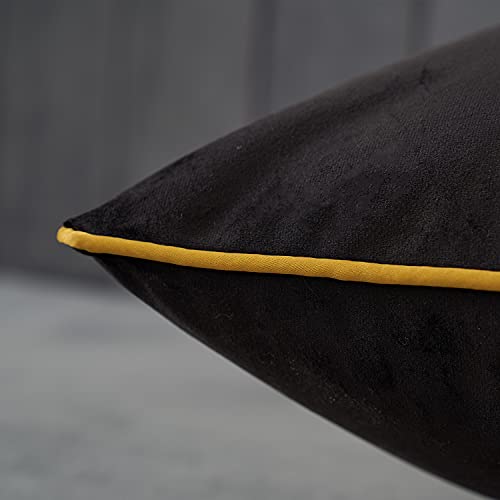 Avigers Black Velvet Lumbar Pillow Cover 12x20 Inch with Hidden Zipper