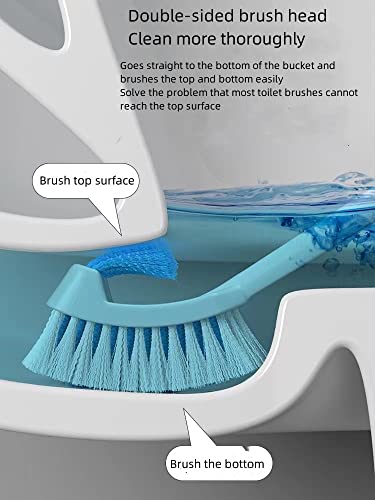 Blue & Grey Wall-Mounted Toilet Brush Set with Long Handle & Non-Slip Grip
