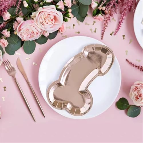 10 Pack Rose Gold Disposable Party Plates - Elegant Bachelorette Decor