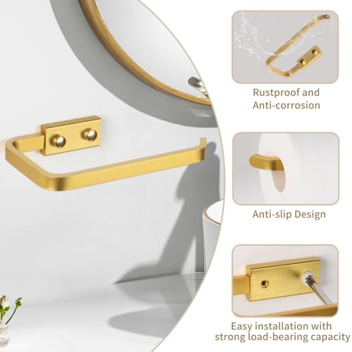 Groleca Gold Toilet Paper Holder - Rustproof Aluminum Wall Mount