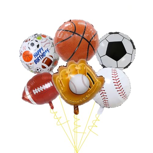 Sports Balloons Set for Birthday Party - Football, Baseball, Basketball & Soccer