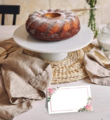Boho Blush Pink Floral Place Cards - 25 Tent Style Editable Cards