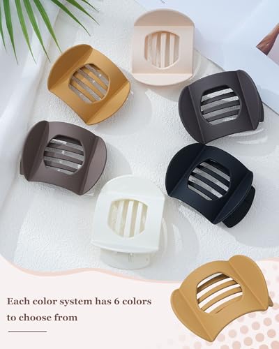 HOKEMP 6 Pack Flat Hair Claw Clips for Women - No-Slip Square French Clips