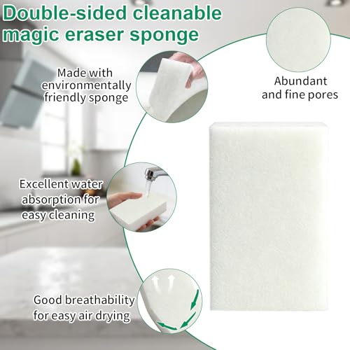 Oobathy Magic Cleaning Sponges 50 Pack - Heavy-Duty Melamine Erasers for Kitchen & Bathroom