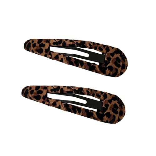 2 Pcs Brown Cheetah Hair Clips Geometric Metal Side Hair Barrettes