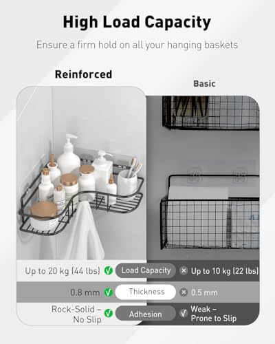 Uniclife 12 Pcs Adhesive Shower Caddy Hooks - Strong Waterproof Wall Mount