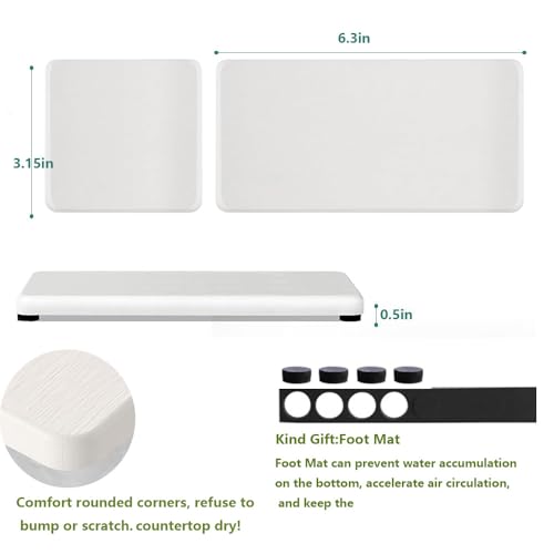 Diatomite Water Absorbing Soap Tray Set - 4-Piece Drying Stone Mat (White)
