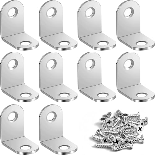 Stainless Steel Corner Brackets 10 Pack for Shelves and Furniture Reinforcement