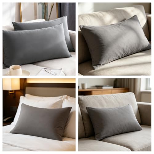 Mohap Gray Queen Zipper Pillowcases 2-Pack Microfiber Super Soft Hotel Quality