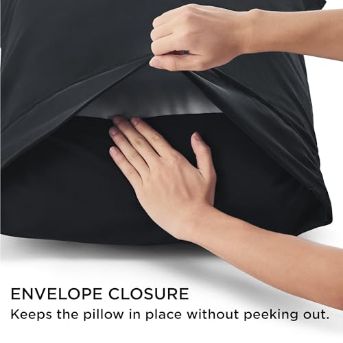 Bedsure King Size Pillowcase Set of 4 - Black Microfiber, 20x36