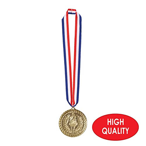 Beistle Gold Medal with 30-Inch Patriotic Ribbon - 4-Inch Award