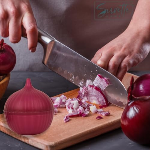 Servette Home Red Onion Food Keeper Storage Container with Lid