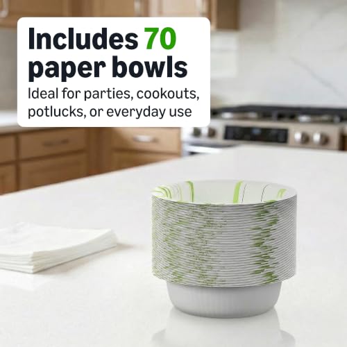 Amazon Basics 10 Oz Paper Bowls, 70 Count - Durable & Disposable