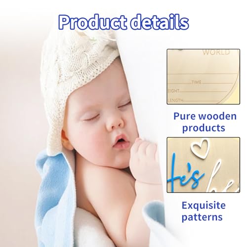 Wooden Baby Announcement Sign - Hello World Newborn Keepsake