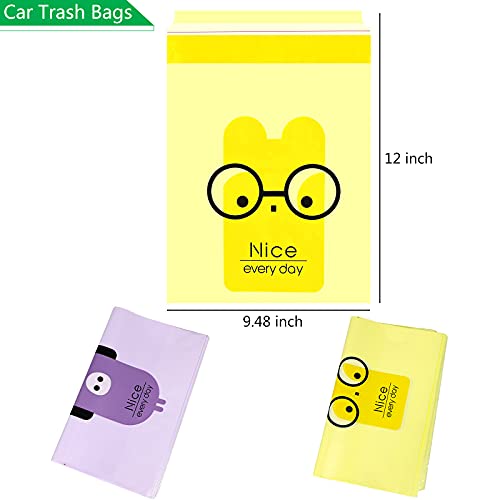 AOBIS Purple & Yellow Portable Car Trash Bag - 30PCS Leak-Proof & Eco-Friendly