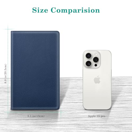 FINTIE Server Book Organizer with Zipper Pocket, Navy Vegan Leather Waiter Pad