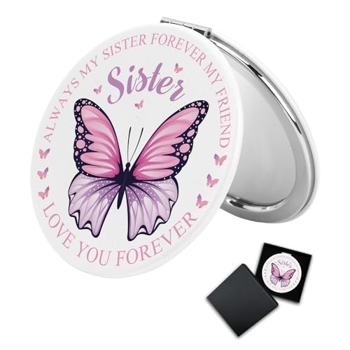 Sister Compact Mirror Butterfly Motivational Pocket Makeup Mirror
