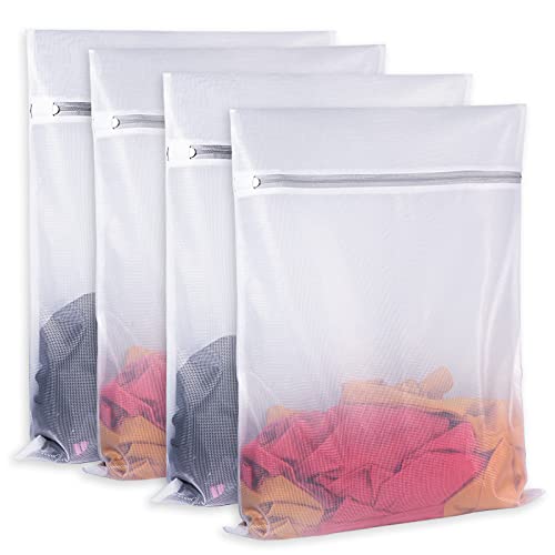 SUERIV 4-Pack Mesh Laundry Bags for Delicates - 16 x 20 Inch Wash Bags