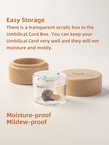 Minimalist Wooden Umbilical Cord Keepsake with Acrylic Box - Leaves