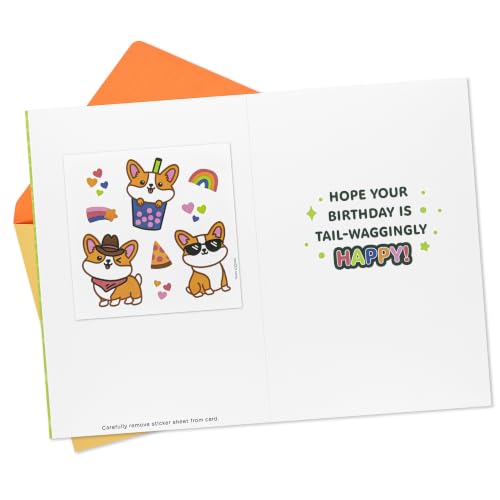 Hallmark Kids Birthday Card - You're Extra-Corgi-Nary with Stickers