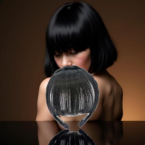 Black Clip-In Bangs Headband Synthetic Hair Piece for Women