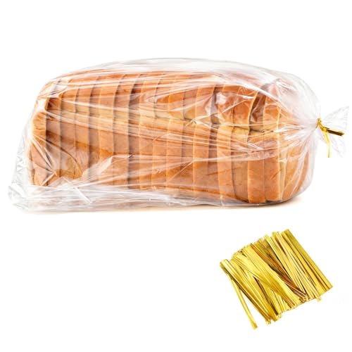 75 Pcs Plastic Bread Bags with Ties for Homemade Bread Storage