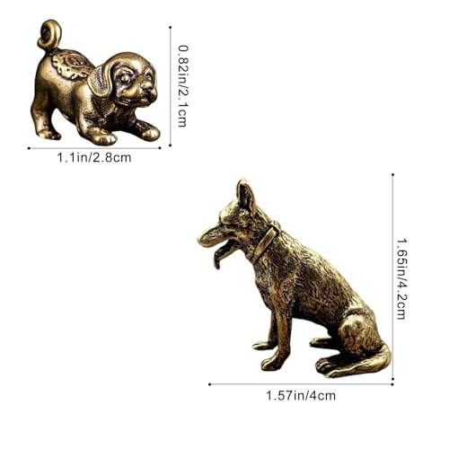 Brass Dog Figurine Set - Cute Animal Statues for Home Decor