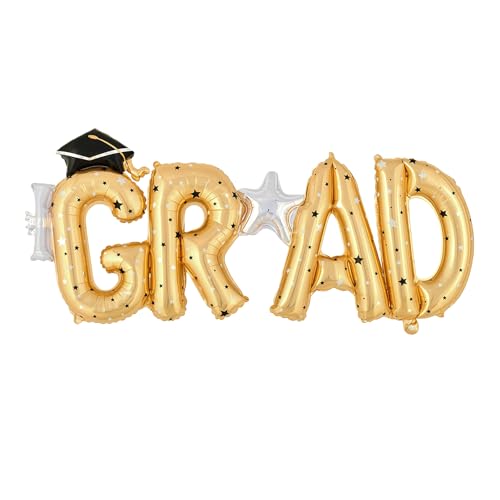 Gold GOER Large Congrats Grad Foil Balloons for 2026 Graduation