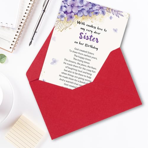 Birthday Card for Sister - Elegant Greeting Card with Envelope, 8x5.3 Inches