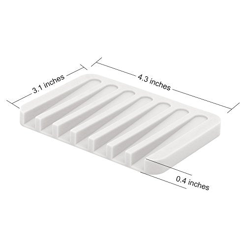 Anwenk Silicone Soap Dish & Foaming Mesh Bag - Self-Draining White Holder