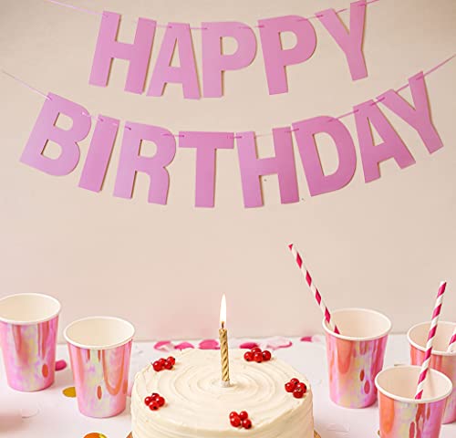 Pink Prestrung Happy Birthday Banner - Party Garland & Decorations