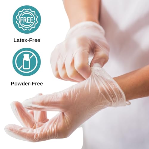 HCS Disposable Vinyl Gloves - Latex-Free Food Prep & Medical - Medium, 100ct