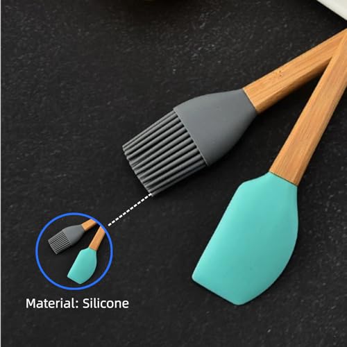 5-Piece Silicone Spatula Set with Bamboo Handles - Heat Resistant & Non-Stick Kitchen Utensils