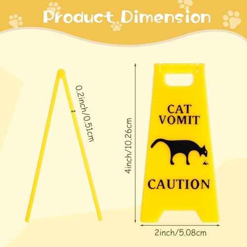 Funny Cat Vomit Caution Sign - 3D Printed Warning Plaque (4 Inch)